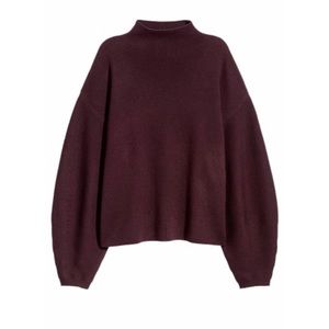 H&M- Burgundy Fine Knit Wool Blend Sweater